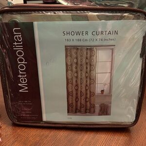 Metropolitan Brown Circle Pattern Shower Curtain